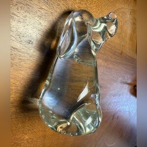 Vintage Art Glass Bassett Hound Dog Paperweight Figurine Vintage